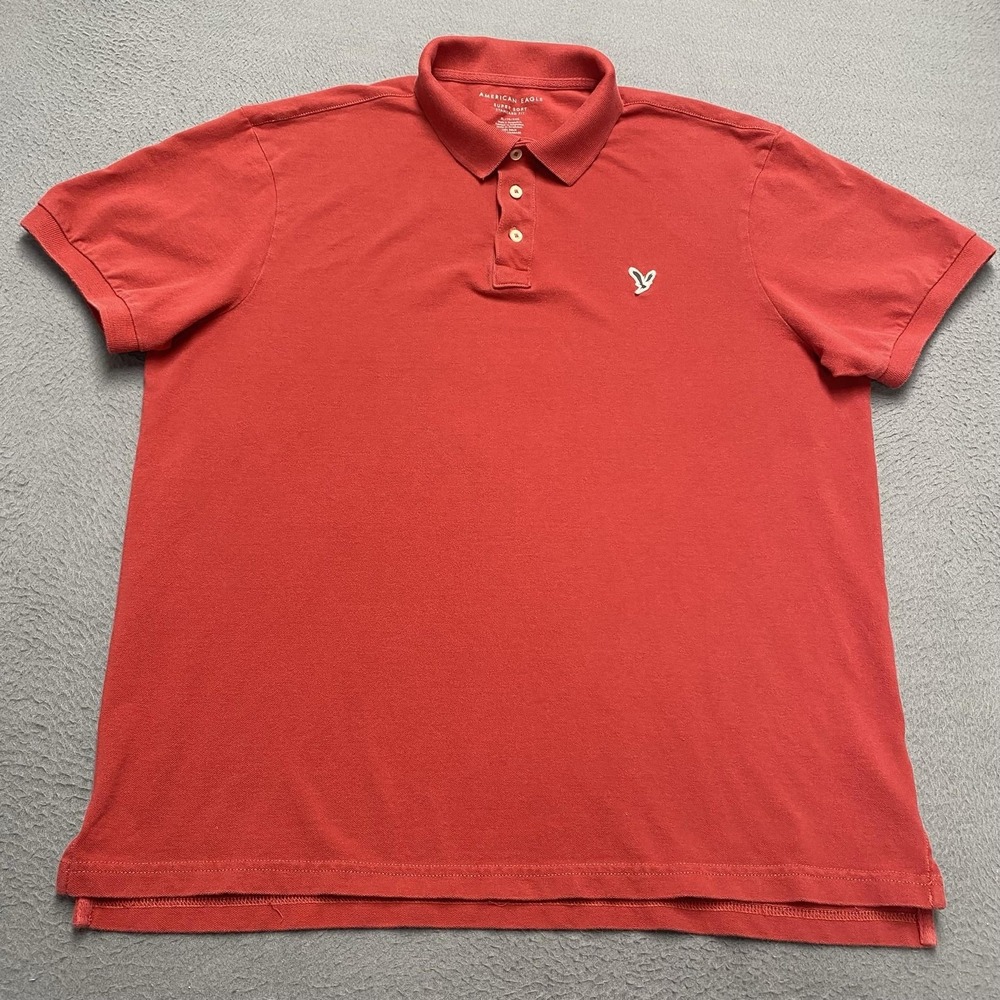 American Eagle Outfitters Polo Shirt Mens XL Red Super Soft Cotton Knit Logo